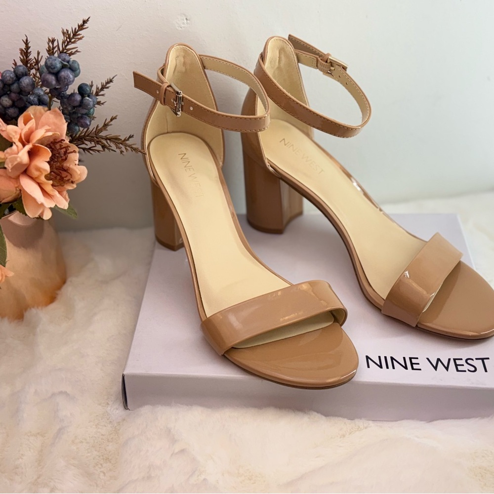NEW NINE WEST PRUCE ANKLE STRAP BLOCK HEEL SANDALS - Picture 7 of 17
